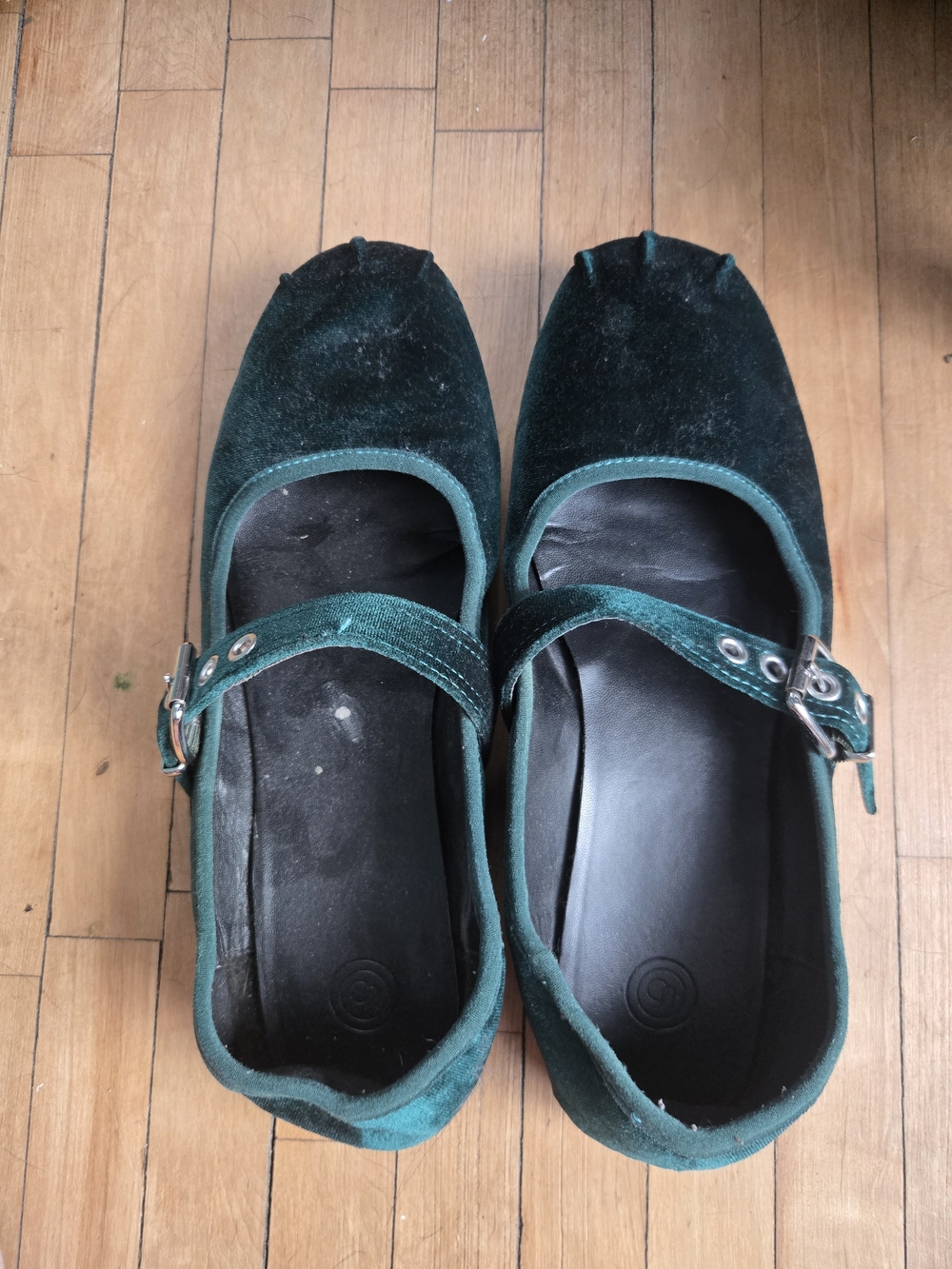 Urban Outfitters Deep Green Velvet Mary Jane Flats